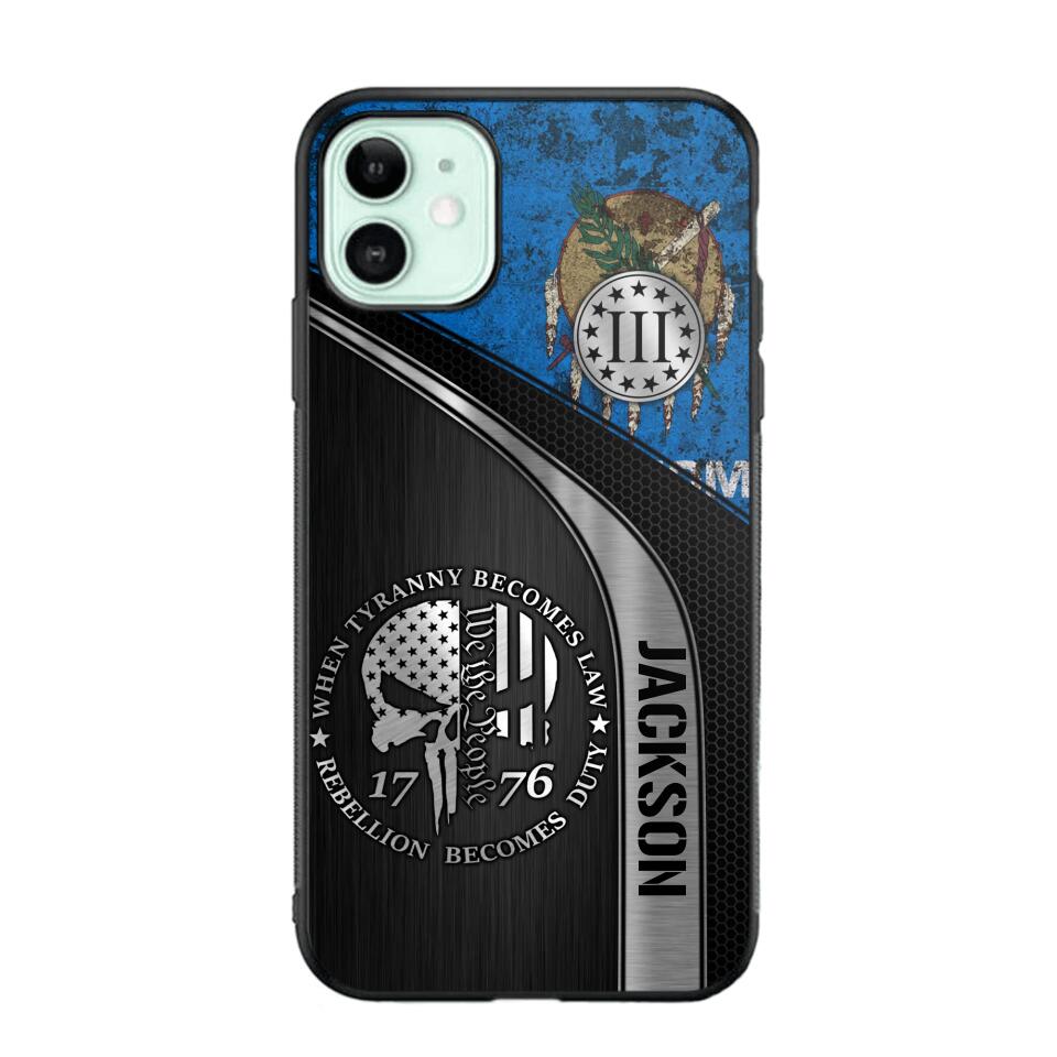 Personalized Oklahoma Three Percenter Phone Case Printed.TMS