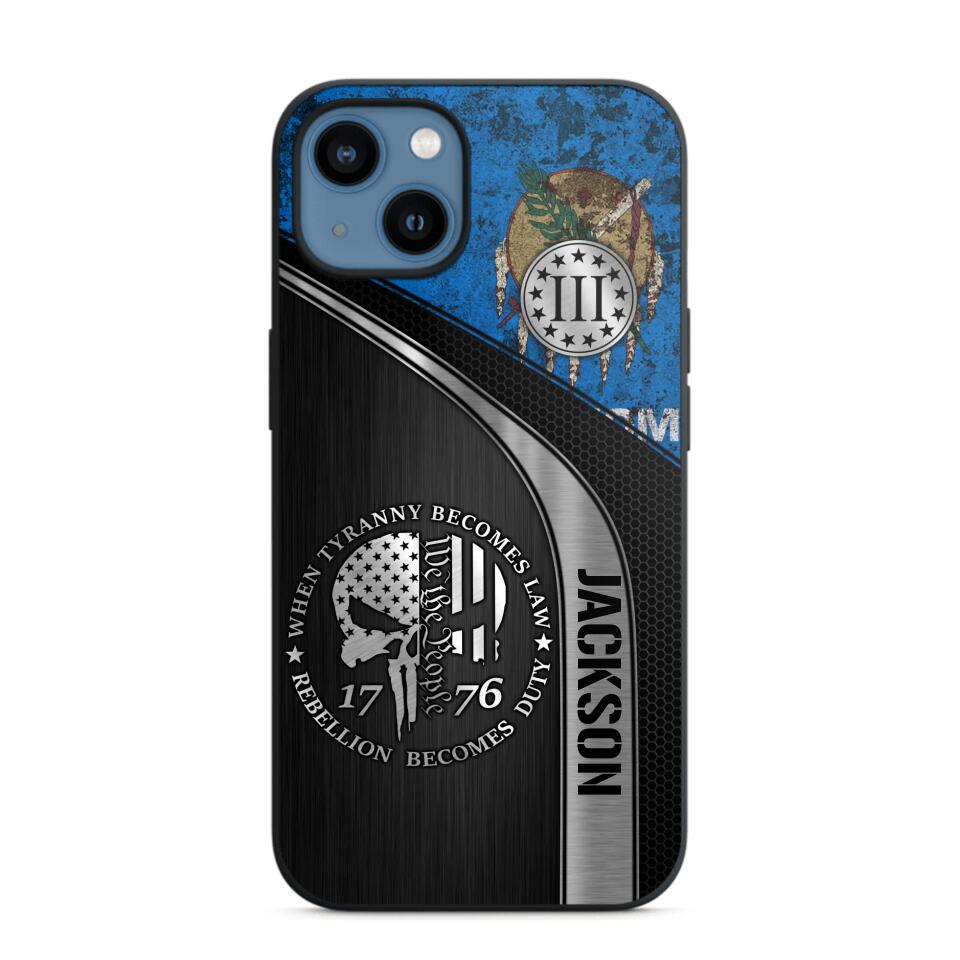 Personalized Oklahoma Three Percenter Phone Case Printed.TMS