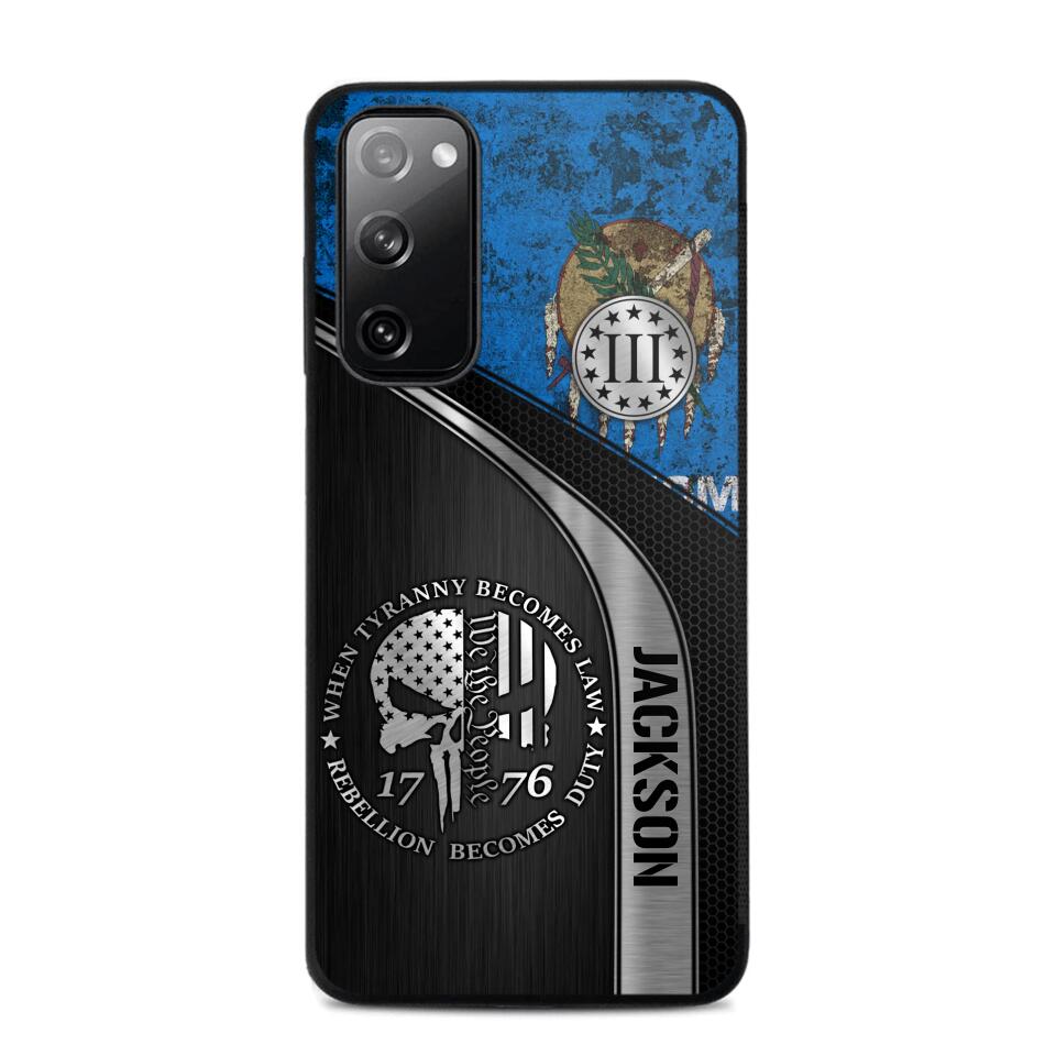 Personalized Oklahoma Three Percenter Phone Case Printed.TMS