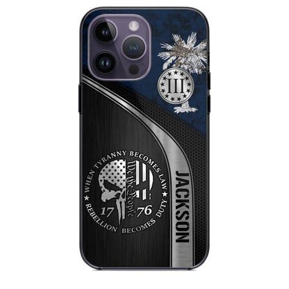 Personalized South Carolina Three Percenter Phone Case Printed.TMS