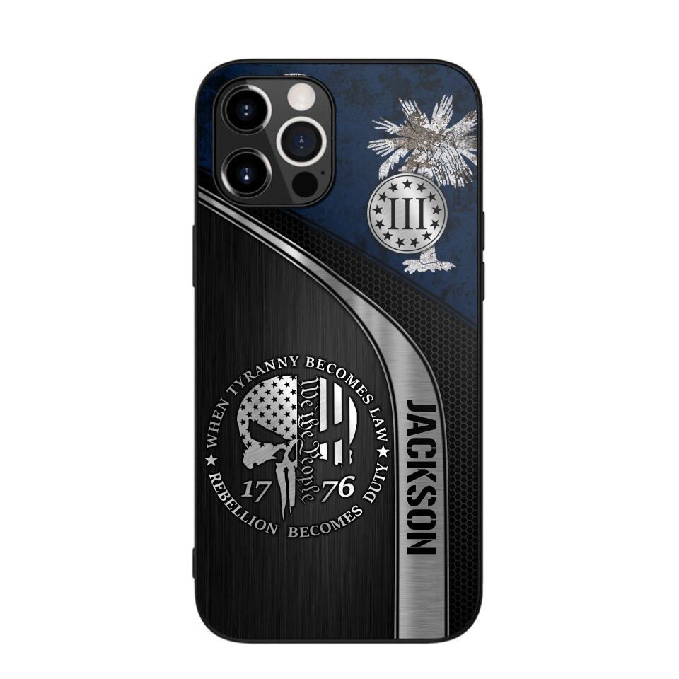 Personalized South Carolina Three Percenter Phone Case Printed.TMS