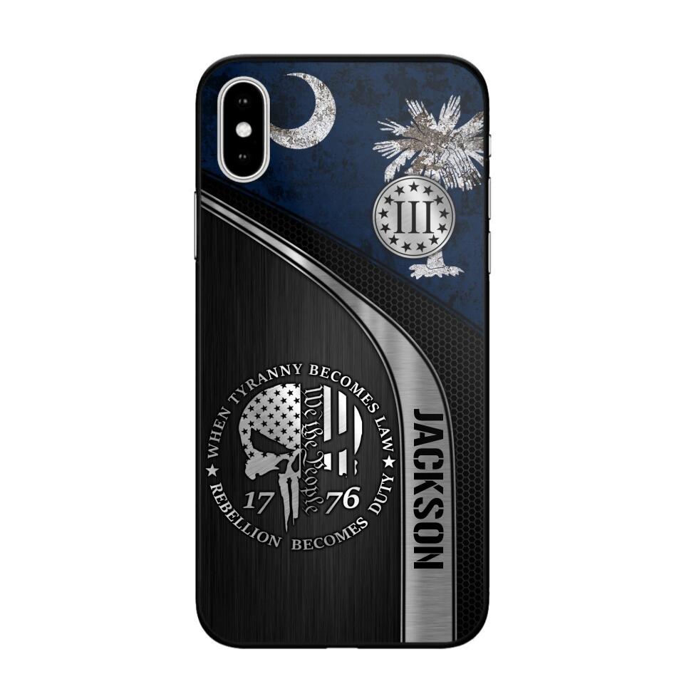 Personalized South Carolina Three Percenter Phone Case Printed.TMS