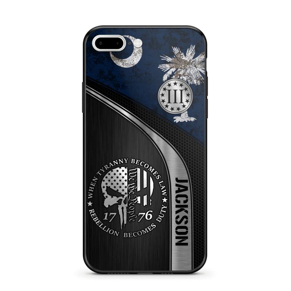 Personalized South Carolina Three Percenter Phone Case Printed.TMS