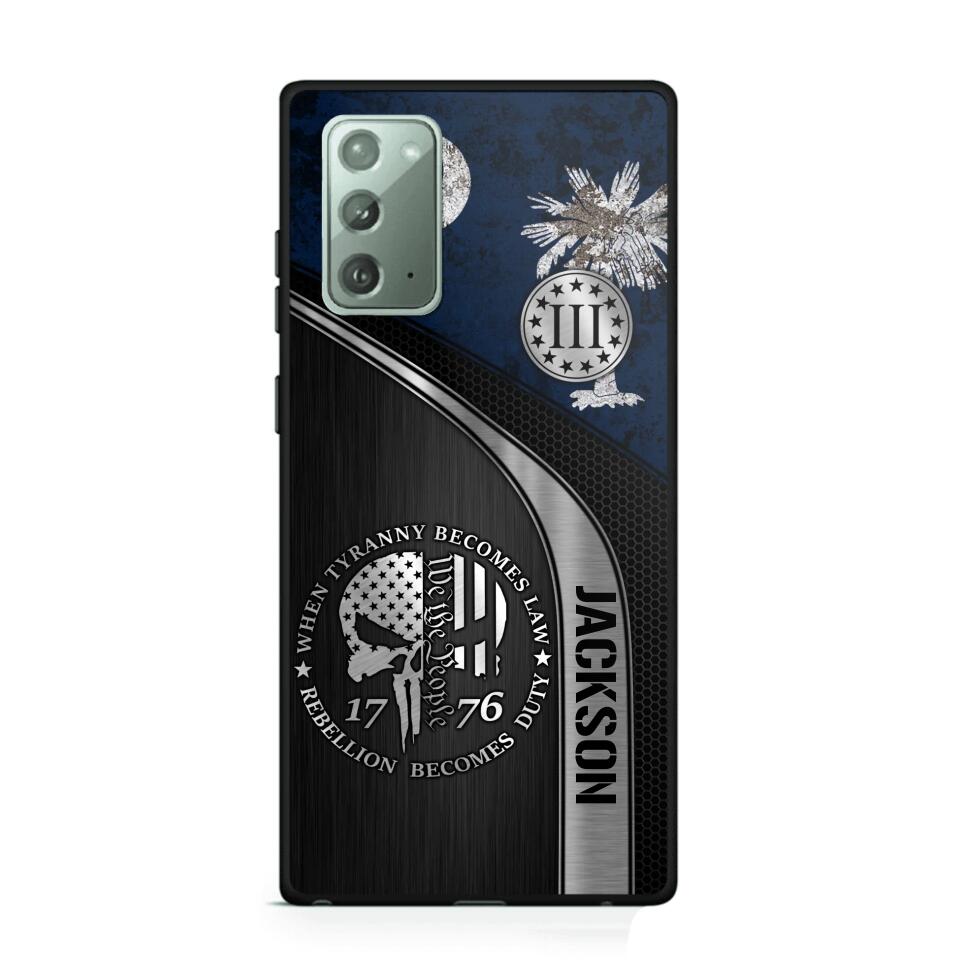 Personalized South Carolina Three Percenter Phone Case Printed.TMS