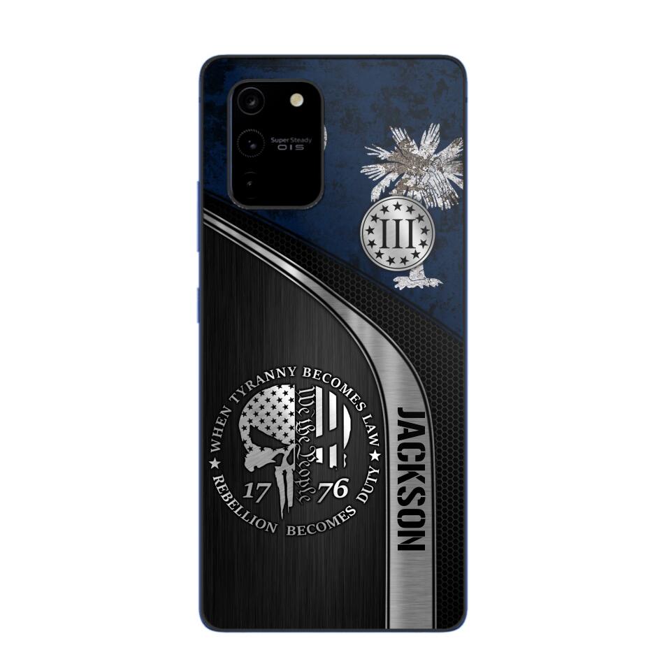 Personalized South Carolina Three Percenter Phone Case Printed.TMS