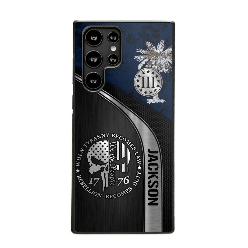 Personalized South Carolina Three Percenter Phone Case Printed.TMS