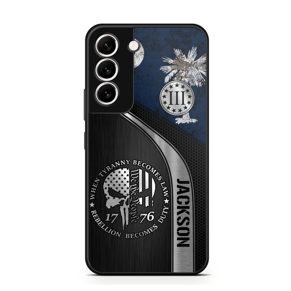 Personalized South Carolina Three Percenter Phone Case Printed.TMS