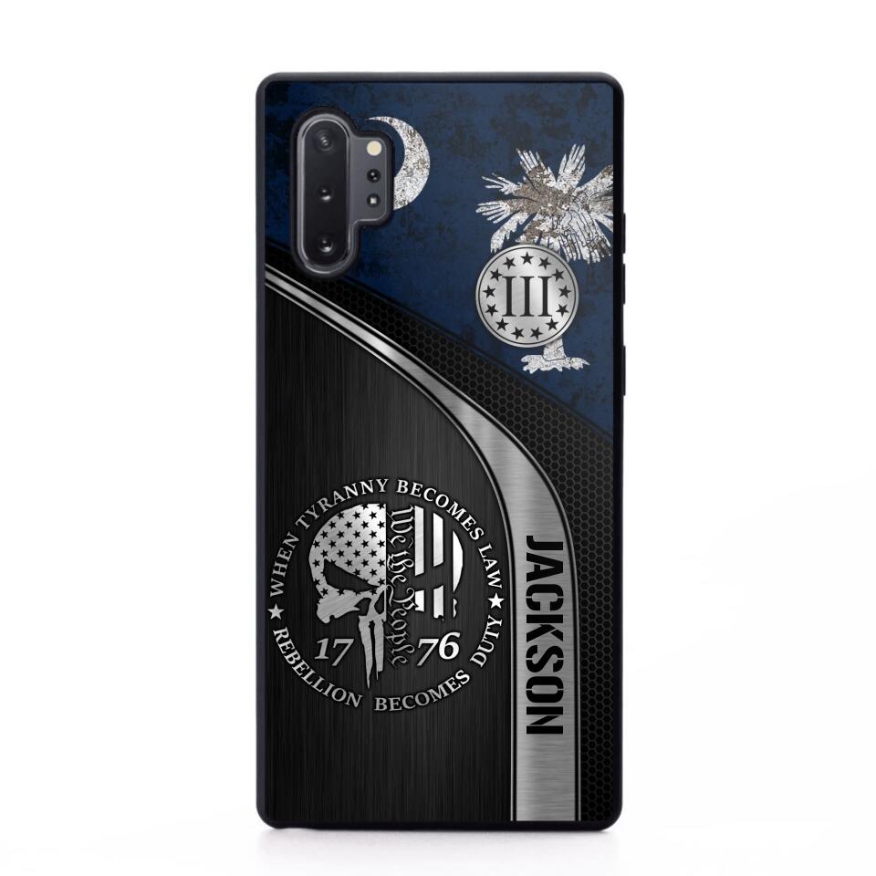 Personalized South Carolina Three Percenter Phone Case Printed.TMS