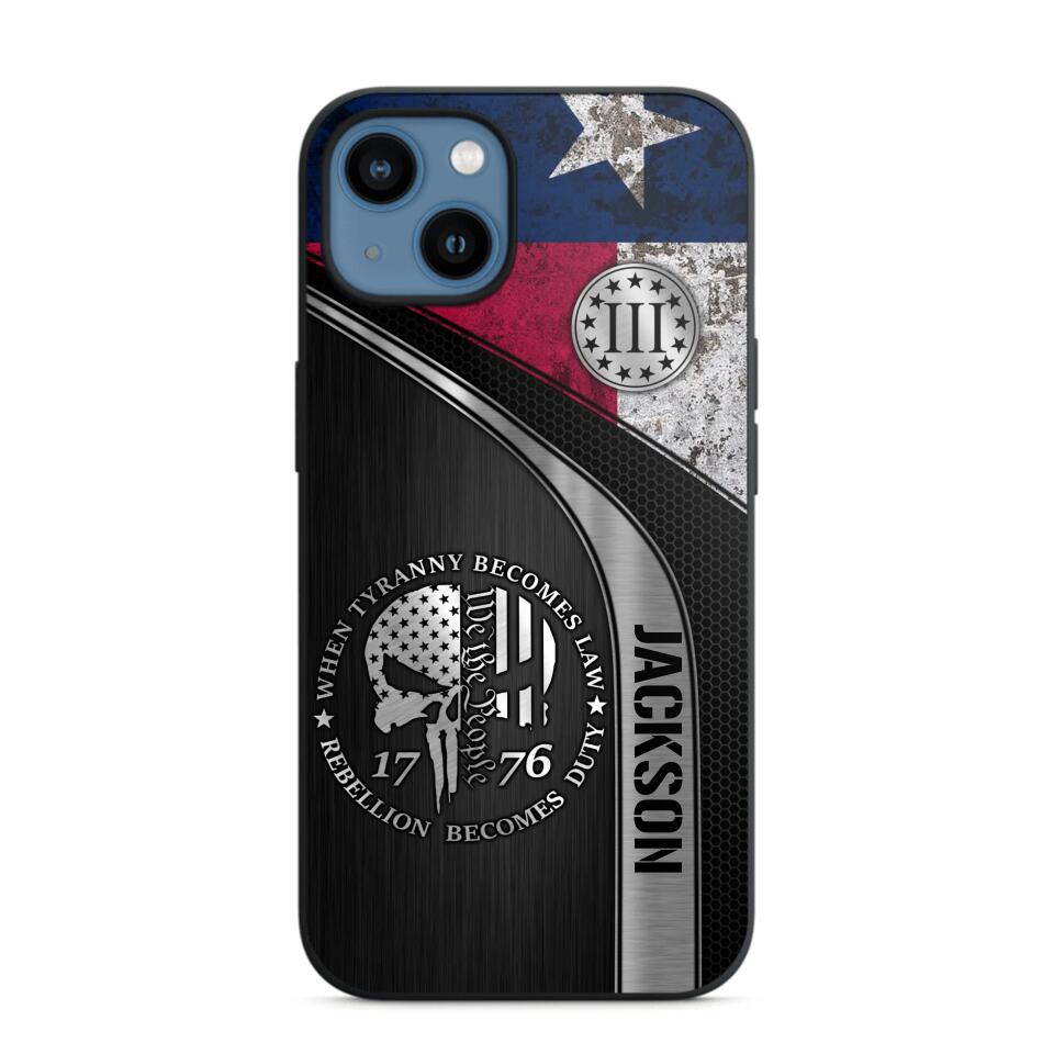 Personalized Texas Three Percenter Phone Case Printed.TMS