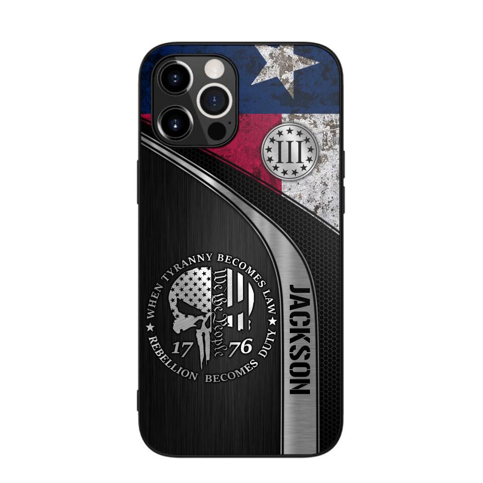 Personalized Texas Three Percenter Phone Case Printed.TMS