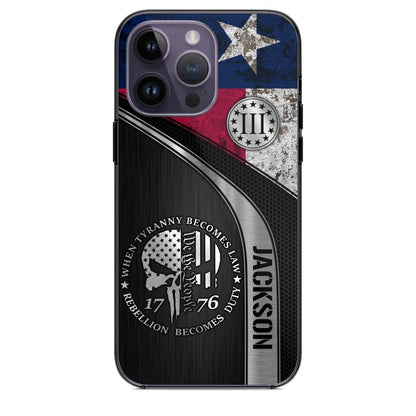 Personalized Texas Three Percenter Phone Case Printed.TMS