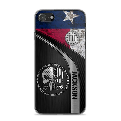 Personalized Texas Three Percenter Phone Case Printed.TMS