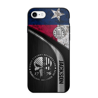 Personalized Texas Three Percenter Phone Case Printed.TMS