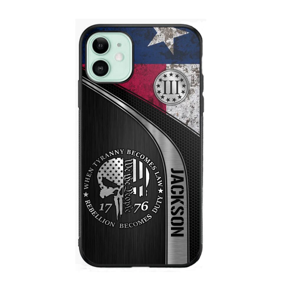 Personalized Texas Three Percenter Phone Case Printed.TMS