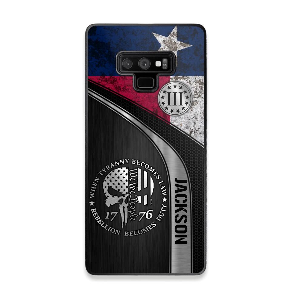 Personalized Texas Three Percenter Phone Case Printed.TMS