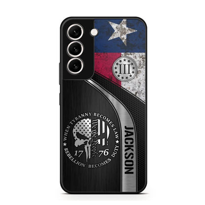 Personalized Texas Three Percenter Phone Case Printed.TMS