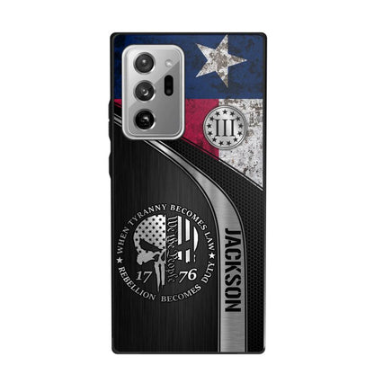 Personalized Texas Three Percenter Phone Case Printed.TMS