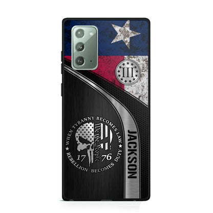 Personalized Texas Three Percenter Phone Case Printed.TMS