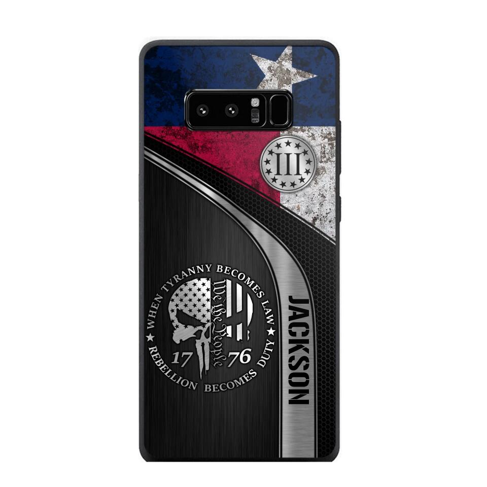 Personalized Texas Three Percenter Phone Case Printed.TMS