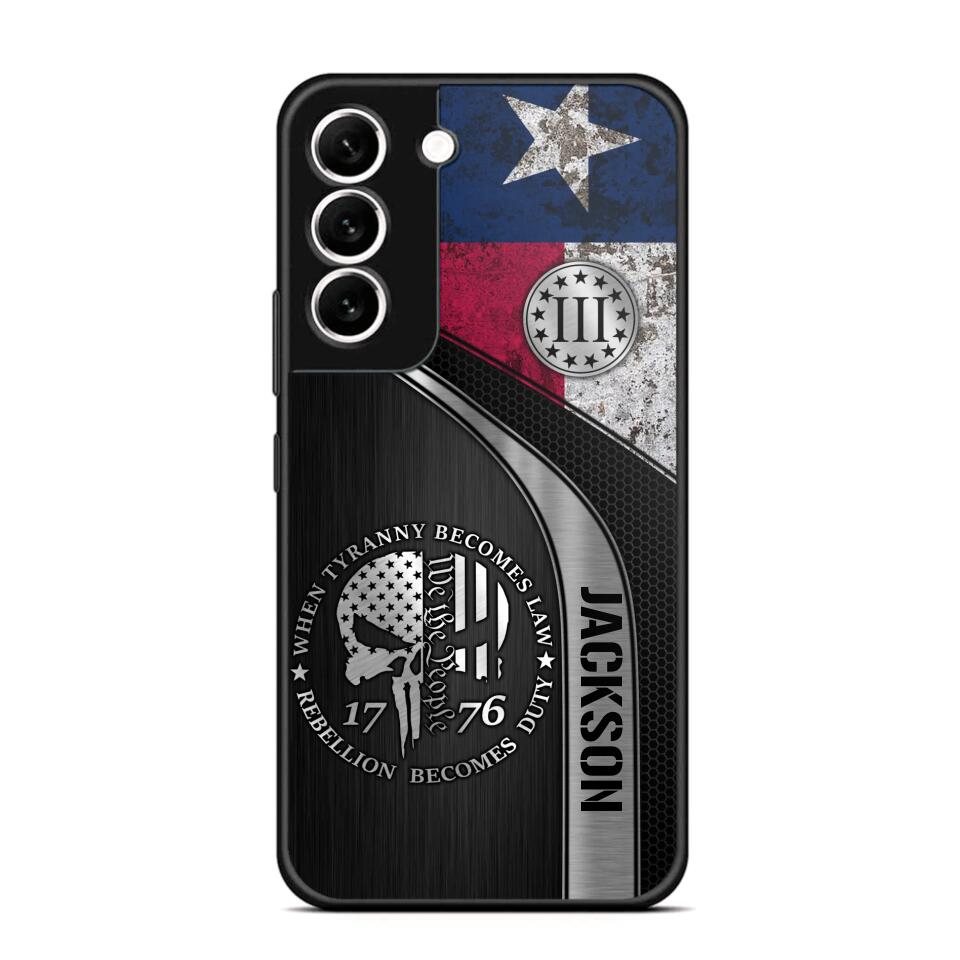 Personalized Texas Three Percenter Phone Case Printed.TMS