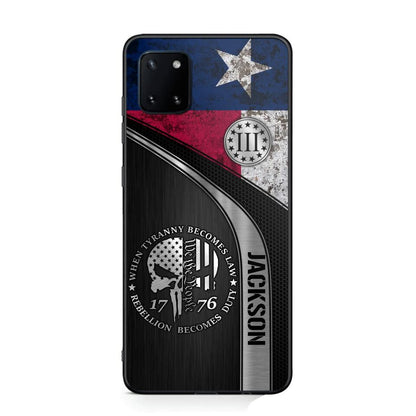 Personalized Texas Three Percenter Phone Case Printed.TMS