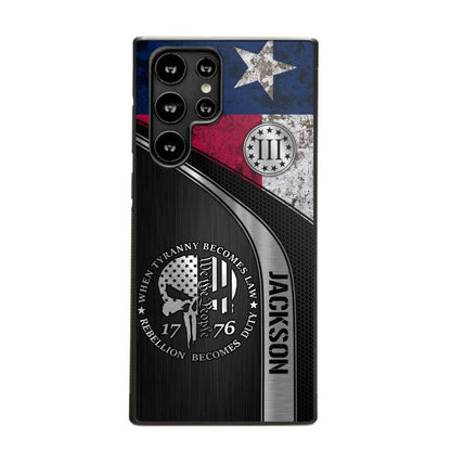 Personalized Texas Three Percenter Phone Case Printed.TMS