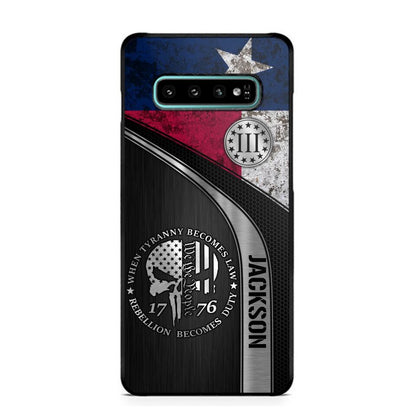 Personalized Texas Three Percenter Phone Case Printed.TMS