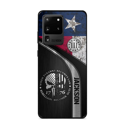 Personalized Texas Three Percenter Phone Case Printed.TMS