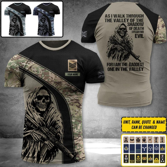 Personalized British Veteran/Soldier Baddest In The Valley Tshirt 3D Printed TMU