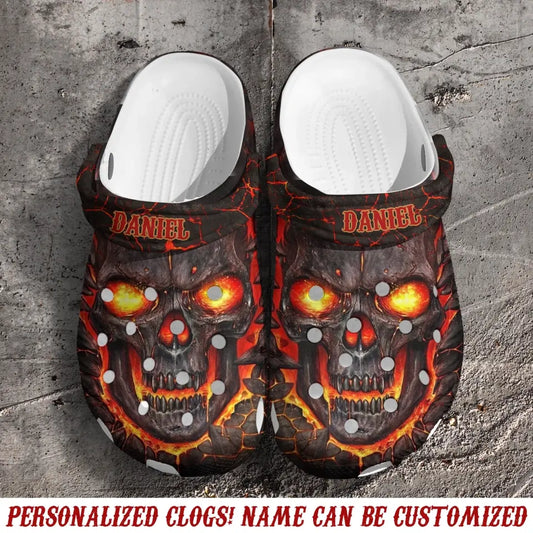 Fire Skull Square Anti-Skid Personalized Clog Slipper Shoe Printed.TAA