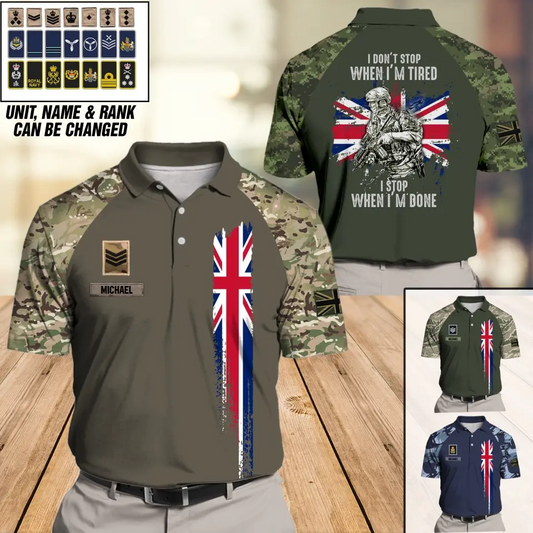 I Don't Stop When I'm Tired I Stop When I'm Done British Veteran/Soldier Personalized Polo Shirt 3D Printed.WEL HTH