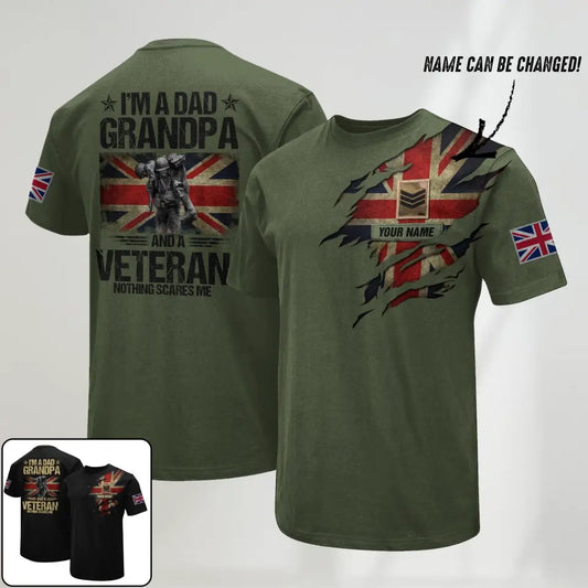 I'm A Dad Grandpa And A British Veteran/Soldier Personalized Tshirt 3D Printed.FUL HTH