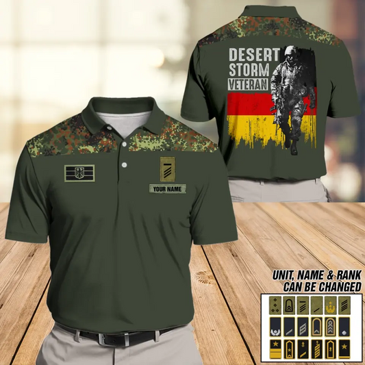 Desert Storm German Veteran/Soldier Personalized Polo Shirt 3D Printed.TJQ HTH