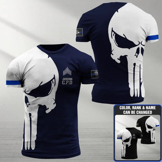 Chicago Thin Blue Line CPD Punisher Personalized Tshirt Printed.FJW