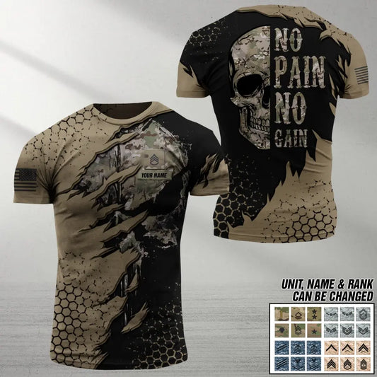 No Pain No Gain US Veteran/Soldier Personalized Tshirt Printed.FJW HTH