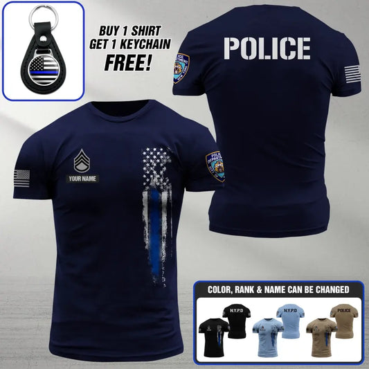 Personalized New York Thin Blue Line Tshirt Printed.TJU