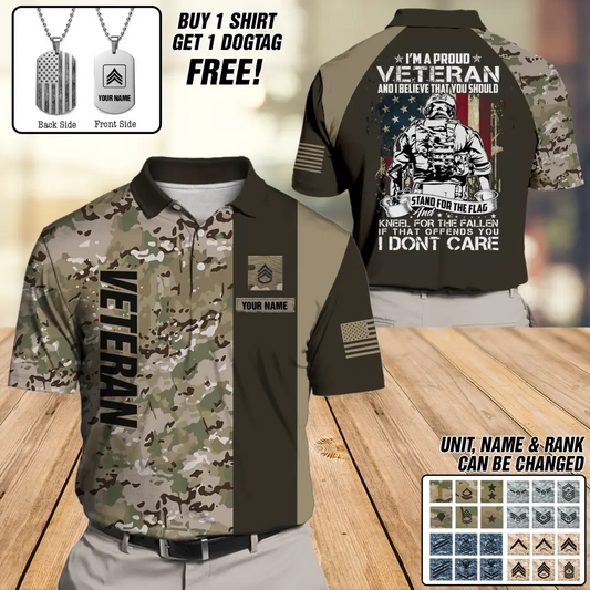 I'm A Proud US Veteran/Soldier Personalized Polo Shirt 3D Printed.WPO HTH