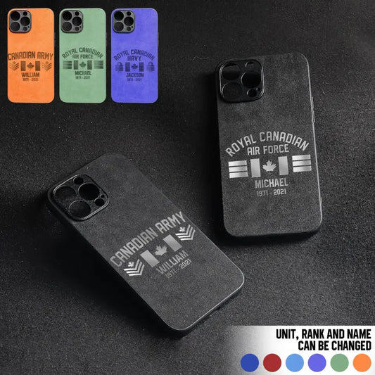 Personalized Canadian Veteran/Soldier Suede Leather Phone Case SJL SWG