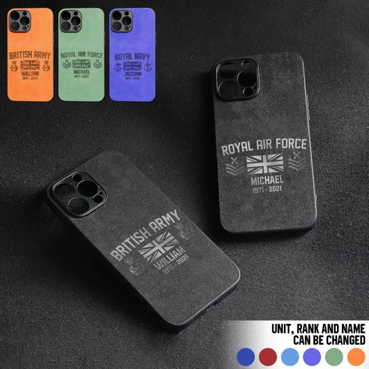 Personalized British Veteran/Soldier Suede Leather Phone Case SJL SWG