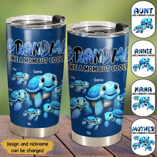 Personalized Turtle Grandma Aunite Mommy Tumbler Printed