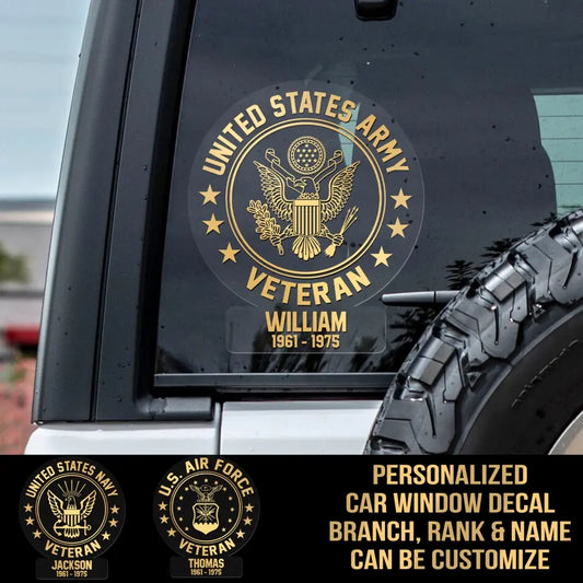 Personalized Car Window Decal US Veteran/Soldier Printed HTH.AU21