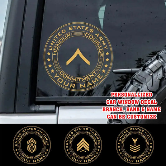 Personalized Car Window Decal US Veteran/Soldier Printed HTH.NOV05