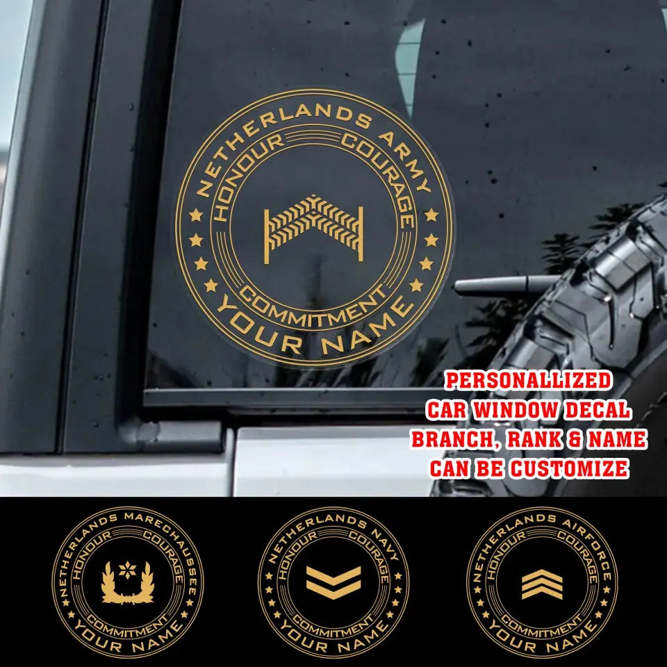 Personalized Car Window Decal Netherlands Veteran/Soldier Printed HTH.NOV05