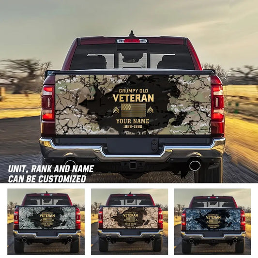 Personalized US Veteran/Soldier Truck Tailgate Decal Printed HTH.NO09