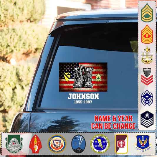 Personalized  U.S Veteran/Soldier Division Rank Printed Car Window Decal HTE.23NOV17