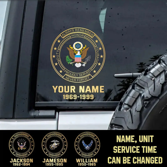 Personalized Car Window Decal US Veteran/Soldier Printed QVD.23NO18