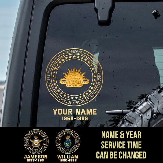 Personalized Car Window Decal Australian Veteran/Soldier Printed QVD.23NO30