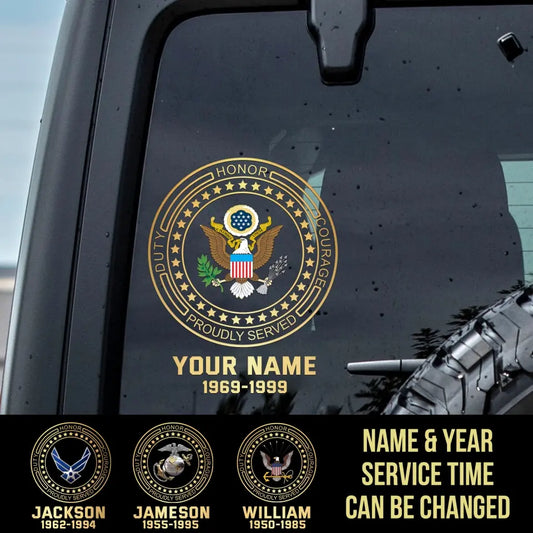 Personalized Car Window Decal US Veteran/Soldier Printed QVD.23NO30