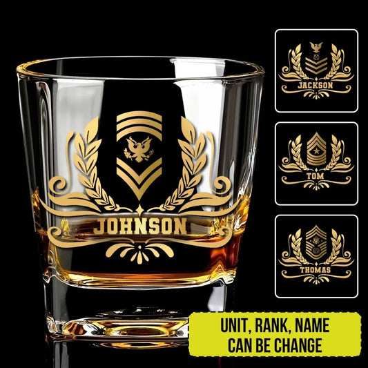 Personalized US Veteran/Soldier Printed Whiskey Glass QVD.23DEC12