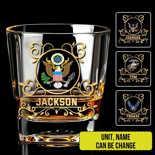 Personalized US Veteran/Soldier Printed Whiskey Glass QVD.23DE13